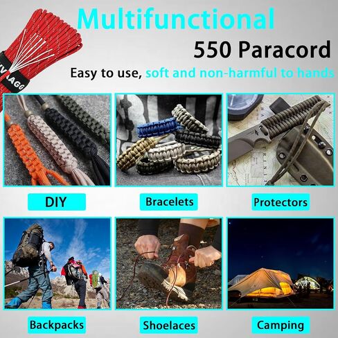 VVAAGG Reflective Paracord, 550 Parachute Cord, 4MM 7-Strand Nylon Rope | Utility Para Cords Lanyard for Tent Camping Hiking Survival Bracelet Tactical Clothesline DIY Projects in Kuwait