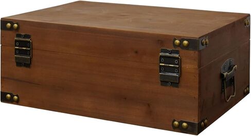 Kepciti Wooden Storage Box Durable Wooden Treasure Box, Vintage Wooden Decorative Treasure Box, Decorative Box with Lid Storage Box (10.43 * 7.48 * 4.33inch) in Kuwait