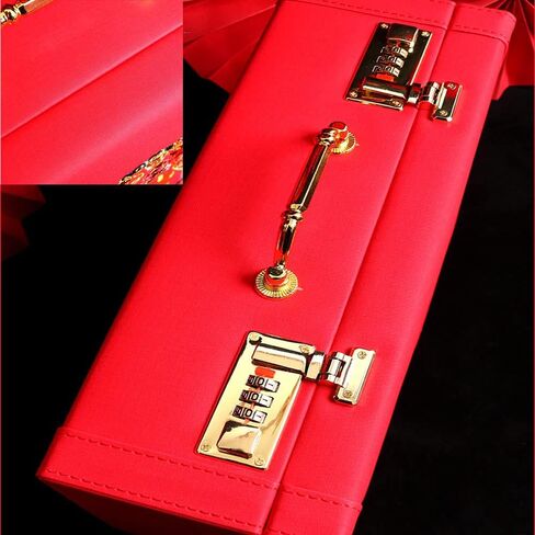 صندوق هدايا صغير للحقائب، صندوق هدايا الحرف اليدوية المطرزة الصيني التقليدية، علامة السعادة المزدوجة مع قفل مختلط، مناسب للهدايا الموت، القيمة، هدايا الزفاف للضيوف in Kuwait