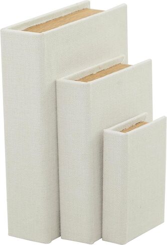 Deco 79 Modern Linen Rectangle Box, Set of 3 12", 9", 6"H, White in Kuwait