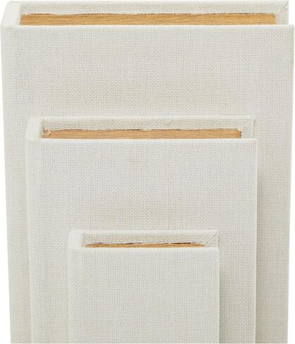 Deco 79 Modern Linen Rectangle Box, Set of 3 12", 9", 6"H, White in Kuwait