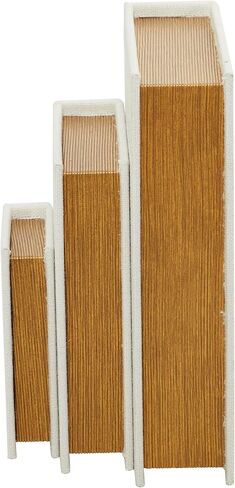 Deco 79 Modern Linen Rectangle Box, Set of 3 12", 9", 6"H, White in Kuwait