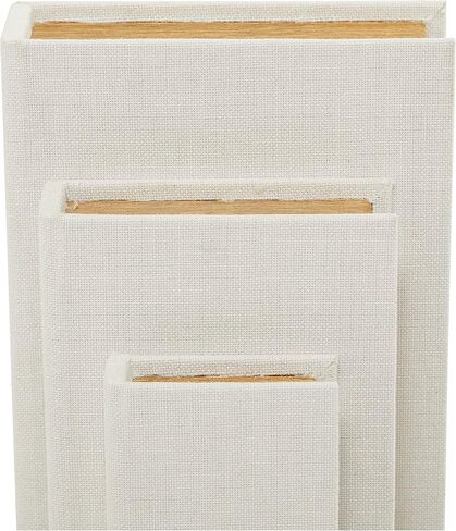 Deco 79 Modern Linen Rectangle Box, Set of 3 12", 9", 6"H, White in Kuwait