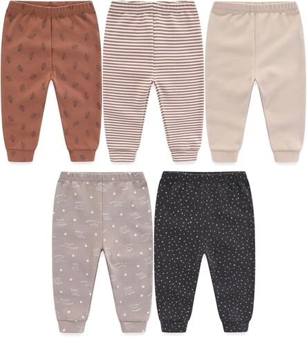 JELYLOVE Unisex Baby Boy Girl Pants Sets Cotton Soft Infants Bottoms Casual 5 Pack 0-12 Month Babies' Leggings in Saudi Arabia
