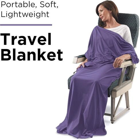 SAGEFINDS Airplane Travel Blanket | Compact Throw Blanket for Camping and Hiking | Converts into a Pillow | Travel Gift | Soft Jersey Knit | Fits in Backpack | Attaches to Luggage | Travel Essential in Kuwait