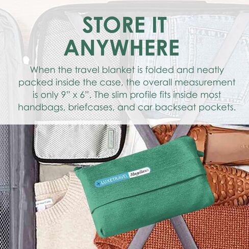 SAGEFINDS Airplane Travel Blanket | Compact Throw Blanket for Camping and Hiking | Converts into a Pillow | Travel Gift | Soft Jersey Knit | Fits in Backpack | Attaches to Luggage | Travel Essential in Kuwait