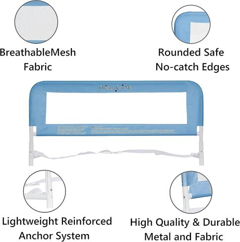 Dream On Me Lightweight Mesh Security Adjustable Bed Rail Double Pack with Breathable Mesh Fabric in White, 2 Count (Pack of 1) in Saudi Arabia