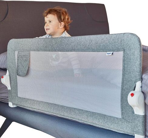 Plushy Kids Bed Guard for Toddlers with Reinforced Anchor Safety System, Swing Down Bed Rail for Double, Full Size Queen & King Bed Types Extra Long (Brown, 59inch) in Saudi Arabia
