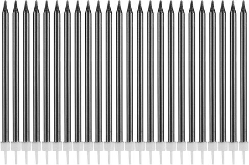 White Birthday Candles for Cake - Long Thin Metallic Candle for Birthday Parties, Wedding Decorations (24 Count, Pearl White) in Kuwait