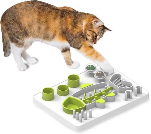 ALL FOR PAWS Interactive Cat Puzzle Feeder & Slow Feed Toy – Mental Stimulation Treat Dispenser Maze for Indoor Cats, Enrichment & Cat Food Toy in Kuwait