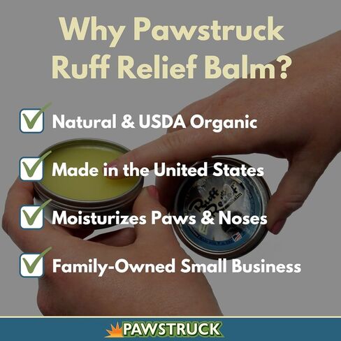 Pawstruck USDA Organic Natural Ruff Relief Wax Balm for Dogs – Moisturizes, Protects, and Heals Noses & Paws – Made in USA, Non-Toxic, Hypoallergenic - 1.75 oz in Kuwait