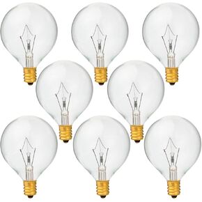 8 عبوات 40 واط G50 لمبات إضاءة كاملة الحجم للتدفئة الرائحة، G16.5 Globe E12 قاعدة شمعدان ساطعة لمبات إضاءة واضحة لمدفئة الشمع in Kuwait