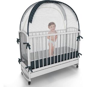 Mumzei Baby Crib Tent to Keep Baby from Climbing Out - Pop Up Safety Crib Net to Keep Baby in - Crib Mosquito Net – See Through Premium Mesh Cover - Grey in Saudi Arabia