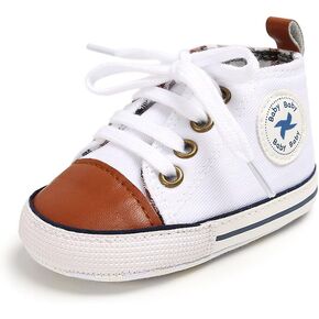 Unisex Baby Girls Boys Shoes Infant Soft Sole Canvas Newborn First Walkers High Top Anti-Slip Sneakers