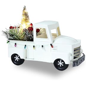 ديكور عيد الميلاد للشاحنة الحمراء العتيقة من Jusdreen مع سلسلة أضواء LED وفروع التوت الأحمر لديكور قطعة مركزية لطاولة عيد الميلاد، زينة عيد الميلاد للمزرعة in Kuwait