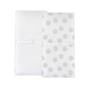 Ely’s & Co. Changing Pad Covers│Cradle Sheets 2-Pack — Combed, 100% Jersey Cotton for Baby Girl — Rosewater Pink, Pin Dots & Gingko Leaves