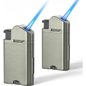 ولاعة شعلة RONXS، عبوتان من ولاعة لهب البيوتان النفاثة القابلة للتعديل، ولاعات صغيرة قابلة لإعادة الملء مقاومة للرياح، فكرة هدية رائعة للرجال والنساء (غاز البوتان غير متضمن) (أسود داكن) in Kuwait