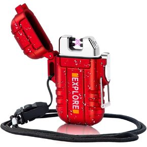 ولاعة LcFun مقاومة للماء للاستخدام في الهواء الطلق ومقاومة للرياح ولاعات كهربائية بقوس مزدوج USB قابلة لإعادة الشحن - عديمة اللهب - ولاعات باردة للتخييم والمشي لمسافات طويلة والمغامرة والعتاد التكتيكي للبقاء على قيد الحياة (أسود) in Kuwait