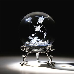 HDCRYSTALGIFTS 60mm Dolphin Crystal Ball Paperweight with Flower Stand Decorative Paperweight 3D Laser Engraved Glass Ball in Kuwait