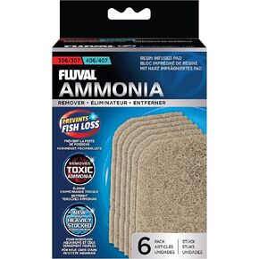 Fluval 307/407 Ammonia Remover Pad, Replacement Aquarium Canister Filter Media, 6-Pack, for All Breed Sizes
