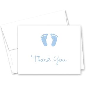 50 Baby Footprint Boy Baby Shower Thank You Cards in Saudi Arabia