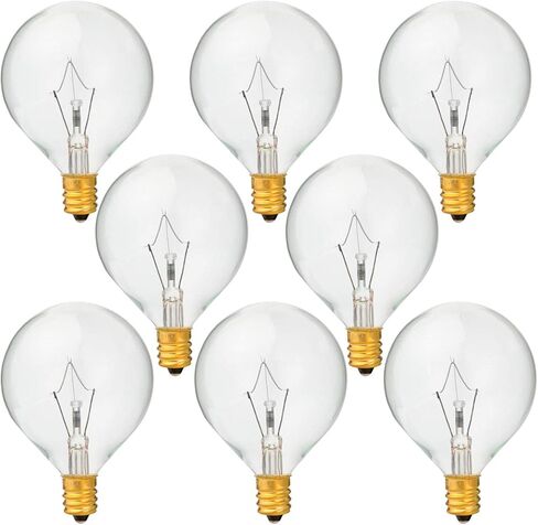 8 عبوات 40 واط G50 لمبات إضاءة كاملة الحجم للتدفئة الرائحة، G16.5 Globe E12 قاعدة شمعدان ساطعة لمبات إضاءة واضحة لمدفئة الشمع in Kuwait