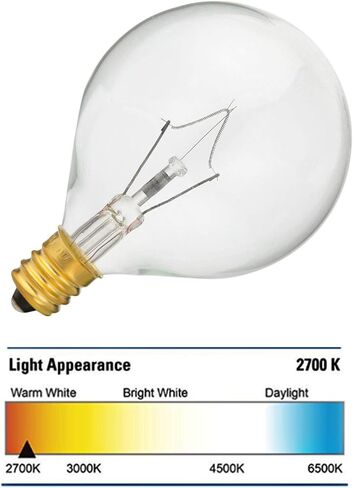 8 عبوات 40 واط G50 لمبات إضاءة كاملة الحجم للتدفئة الرائحة، G16.5 Globe E12 قاعدة شمعدان ساطعة لمبات إضاءة واضحة لمدفئة الشمع in Kuwait