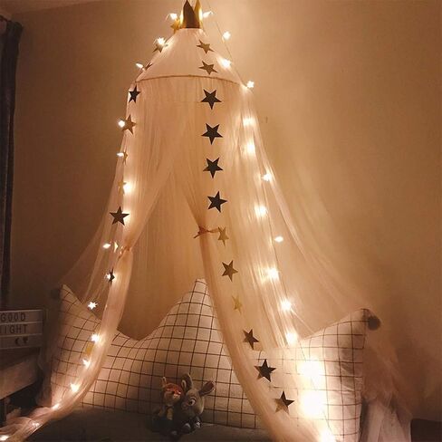 OldPAPA Bed Canopy for Girls - Princess Bed Canopy Mosquito Net Nursery Play Room Decor Dome Premium Yarn Netting Curtains Baby Game Dream Castle, Pink in Saudi Arabia