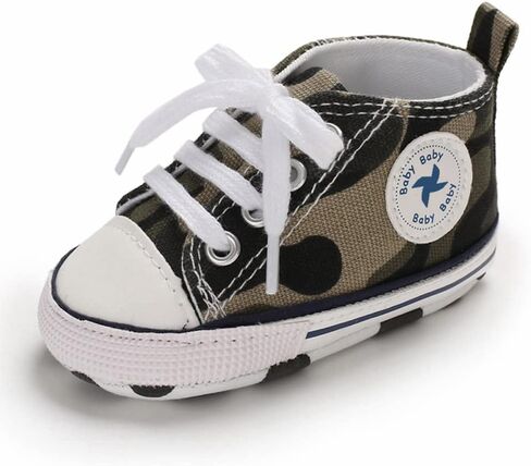 Unisex Baby Girls Boys Shoes Infant Soft Sole Canvas Newborn First Walkers High Top Anti-Slip Sneakers in Kuwait
