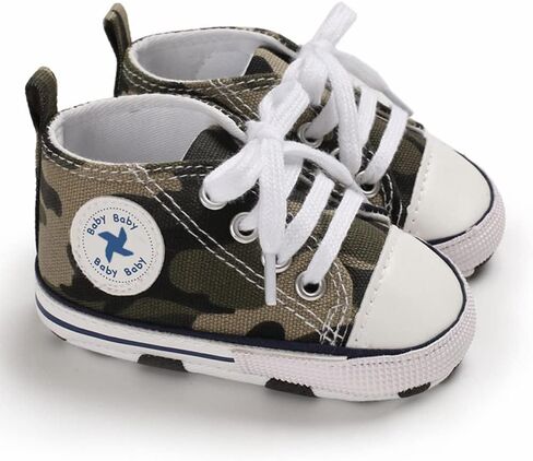 Unisex Baby Girls Boys Shoes Infant Soft Sole Canvas Newborn First Walkers High Top Anti-Slip Sneakers in Kuwait