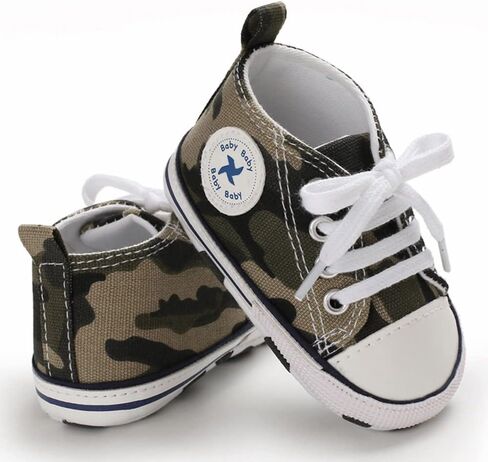 Unisex Baby Girls Boys Shoes Infant Soft Sole Canvas Newborn First Walkers High Top Anti-Slip Sneakers in Kuwait