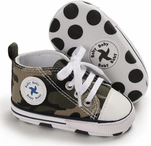 Unisex Baby Girls Boys Shoes Infant Soft Sole Canvas Newborn First Walkers High Top Anti-Slip Sneakers in Kuwait