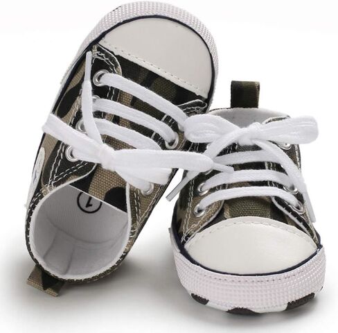 Unisex Baby Girls Boys Shoes Infant Soft Sole Canvas Newborn First Walkers High Top Anti-Slip Sneakers in Kuwait