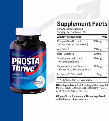 ProstaThrive - تخفيف البروستاتا اليومي الموصى به من قبل أطباء المسالك البولية - النوم المتواصل، الصباح النشط، عادات الحمام العادية، وتيار البول القوي - جرعات مدروسة سريريًا - 90 كبسولة - عبوة واحدة in Saudi Arabia