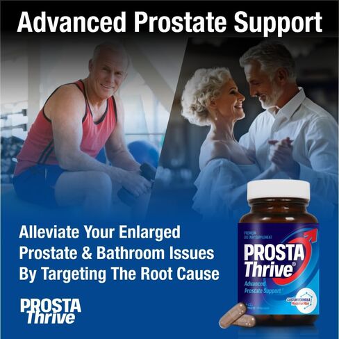 ProstaThrive - تخفيف البروستاتا اليومي الموصى به من قبل أطباء المسالك البولية - النوم المتواصل، الصباح النشط، عادات الحمام العادية، وتيار البول القوي - جرعات مدروسة سريريًا - 90 كبسولة - عبوة واحدة in Saudi Arabia