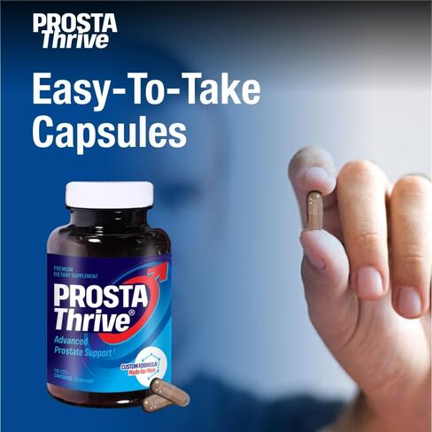 ProstaThrive - تخفيف البروستاتا اليومي الموصى به من قبل أطباء المسالك البولية - النوم المتواصل، الصباح النشط، عادات الحمام العادية، وتيار البول القوي - جرعات مدروسة سريريًا - 90 كبسولة - عبوة واحدة in Saudi Arabia
