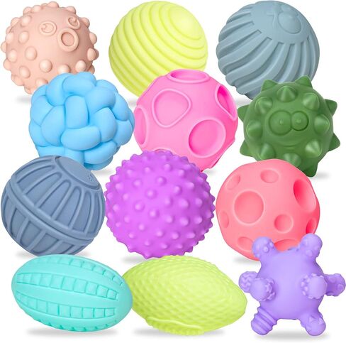 6 Pack Sensory Balls for Toddlers 1-3, Sensory Baby Toys 6-12 Months, Montessori Toys for Babies 6-12 Months Infant Squeeze Sensory Toys Soft Multi Ball Set Gifts with Bright Color Textured in Saudi Arabia