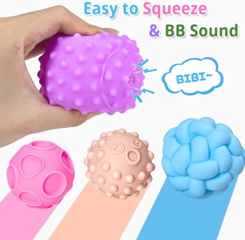 6 Pack Sensory Balls for Toddlers 1-3, Sensory Baby Toys 6-12 Months, Montessori Toys for Babies 6-12 Months Infant Squeeze Sensory Toys Soft Multi Ball Set Gifts with Bright Color Textured in Saudi Arabia