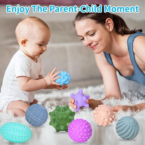 6 Pack Sensory Balls for Toddlers 1-3, Sensory Baby Toys 6-12 Months, Montessori Toys for Babies 6-12 Months Infant Squeeze Sensory Toys Soft Multi Ball Set Gifts with Bright Color Textured in Saudi Arabia