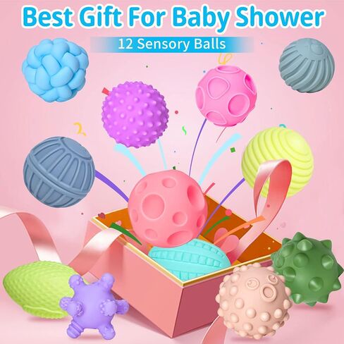 6 Pack Sensory Balls for Toddlers 1-3, Sensory Baby Toys 6-12 Months, Montessori Toys for Babies 6-12 Months Infant Squeeze Sensory Toys Soft Multi Ball Set Gifts with Bright Color Textured in Saudi Arabia