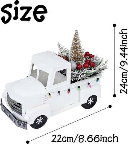 ديكور عيد الميلاد للشاحنة الحمراء العتيقة من Jusdreen مع سلسلة أضواء LED وفروع التوت الأحمر لديكور قطعة مركزية لطاولة عيد الميلاد، زينة عيد الميلاد للمزرعة in Kuwait