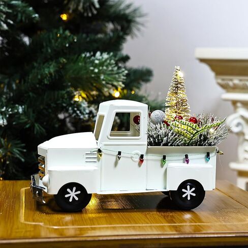 ديكور عيد الميلاد للشاحنة الحمراء العتيقة من Jusdreen مع سلسلة أضواء LED وفروع التوت الأحمر لديكور قطعة مركزية لطاولة عيد الميلاد، زينة عيد الميلاد للمزرعة in Kuwait