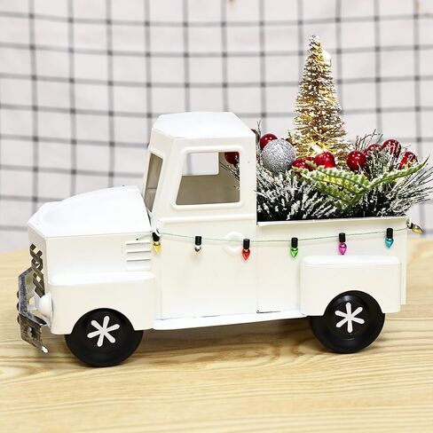 ديكور عيد الميلاد للشاحنة الحمراء العتيقة من Jusdreen مع سلسلة أضواء LED وفروع التوت الأحمر لديكور قطعة مركزية لطاولة عيد الميلاد، زينة عيد الميلاد للمزرعة in Kuwait