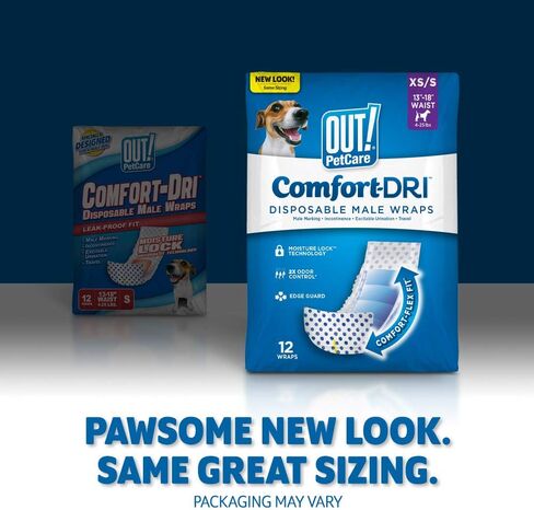 خارج! رعاية الحيوانات الأليفة حفاضات الكلب الذكور القابل للتصرف | أغطية رجالية ماصة مع مانعة للتسرب | XS/صغير، 12 قطعة in Kuwait