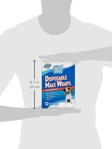 خارج! رعاية الحيوانات الأليفة حفاضات الكلب الذكور القابل للتصرف | أغطية رجالية ماصة مع مانعة للتسرب | XS/صغير، 12 قطعة in Kuwait