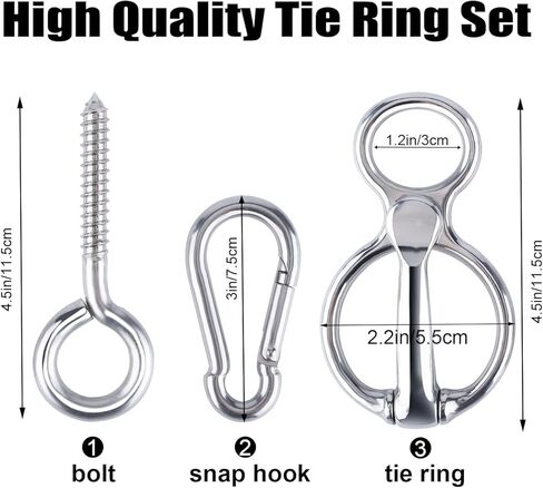 Heavy Duty Horse Tie Ring, Stainless Steel Horse Tie Ring Blocker Tie Ring for Horses Quick Release Supplies for Horse Harness with Eye Bolt Prevents Horse From Pulling Back in Saudi Arabia