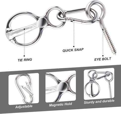Heavy Duty Horse Tie Ring, Stainless Steel Horse Tie Ring Blocker Tie Ring for Horses Quick Release Supplies for Horse Harness with Eye Bolt Prevents Horse From Pulling Back in Saudi Arabia