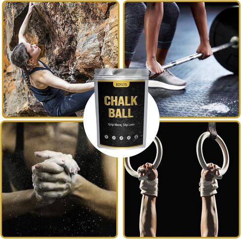 مجموعة كرات الطباشير المضادة للانزلاق القابلة لإعادة الملء من BDYLYS، 65 جم (2.3 أونصة) لكل منها، طباشير رياضي ممتاز لتعزيز قوة الإمساك في تسلق الصخور، ورفع الأثقال، والجمباز، والتمارين الرياضية in Kuwait