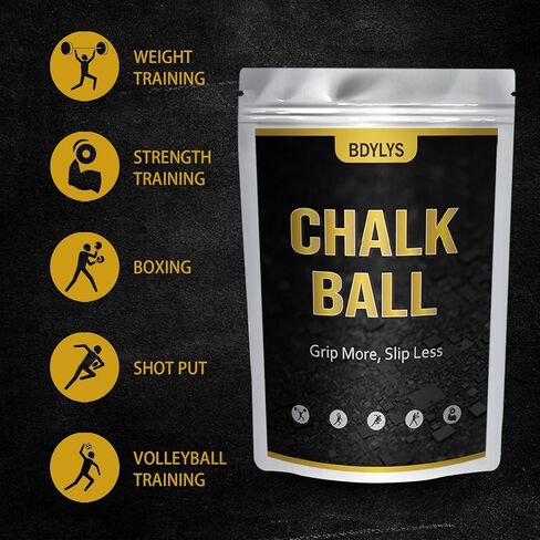 مجموعة كرات الطباشير المضادة للانزلاق القابلة لإعادة الملء من BDYLYS، 65 جم (2.3 أونصة) لكل منها، طباشير رياضي ممتاز لتعزيز قوة الإمساك في تسلق الصخور، ورفع الأثقال، والجمباز، والتمارين الرياضية in Kuwait