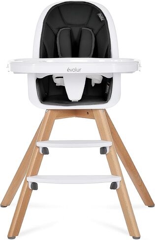 Evolur Zoodle 2-in-1 High Chair for Baby & Toddler – Convertible High Chair to Toddler Chair, Padded Seat, 5-Point Safety Harness, Dual Dishwasher-Safe Trays, Solid Beechwood Legs – Pink in Kuwait